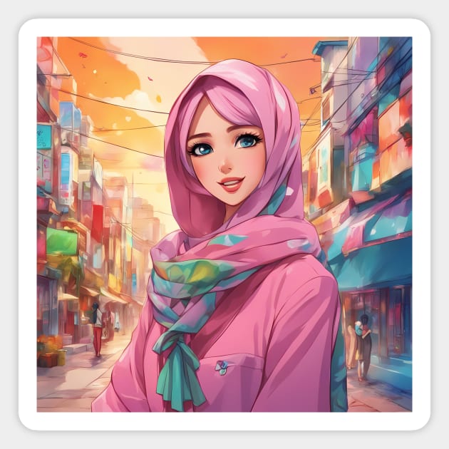 Islam Hijab Anime Girl Magnet by animegirlnft